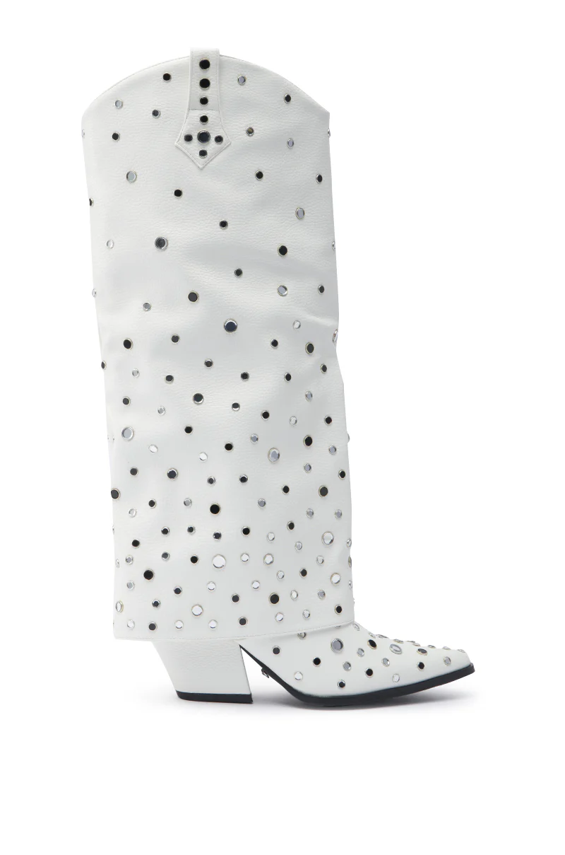 AZALEA WANG MADLOCK WHITE EMBELLISHED WESTERN BOOT - Image 4