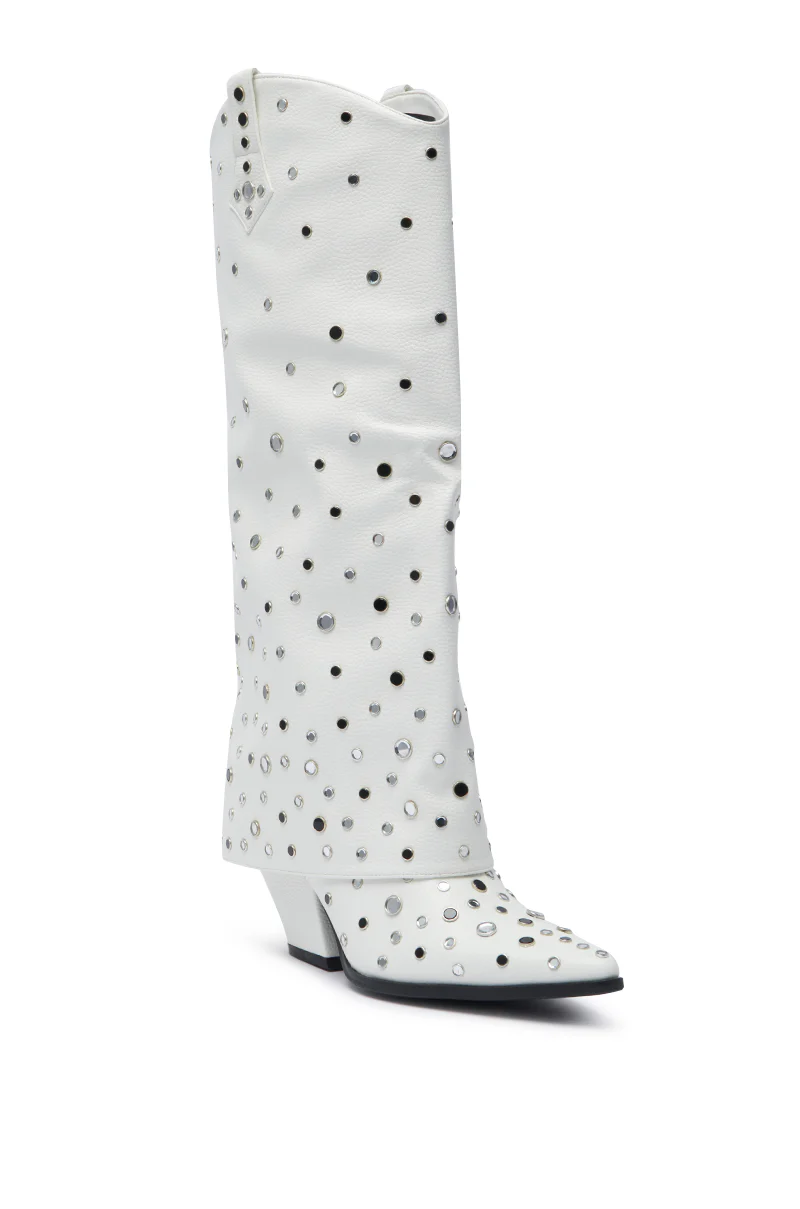 AZALEA WANG MADLOCK WHITE EMBELLISHED WESTERN BOOT - Image 5