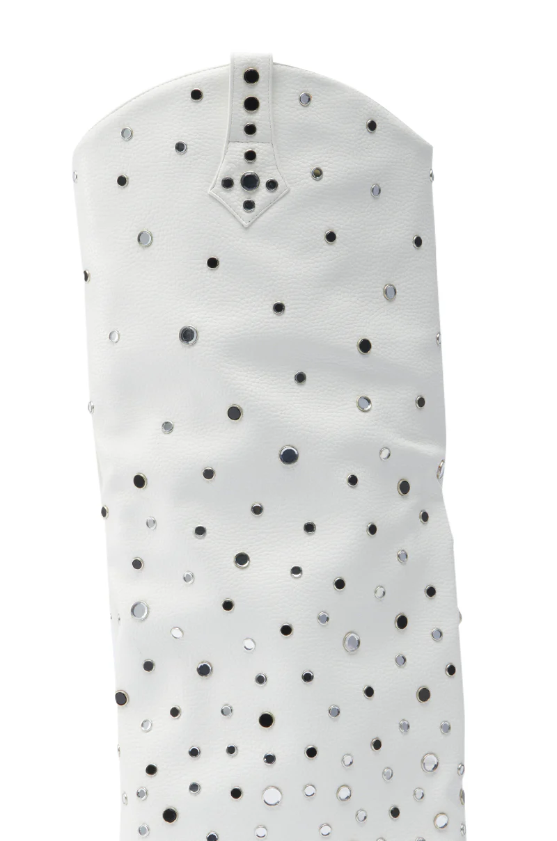 AZALEA WANG MADLOCK WHITE EMBELLISHED WESTERN BOOT - Image 7