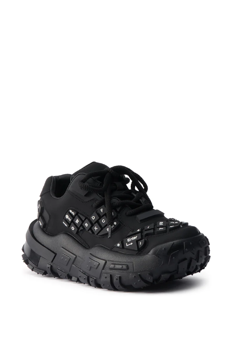 AZALEA WANG MAGNES BLACK KEYBOARD DETAIL SNEAKER - Image 5