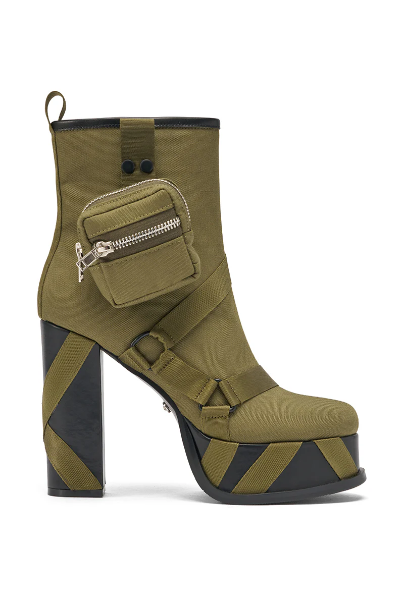 AZALEA WANG MAHOMES OLIVE SPORTY COMBAT BLOCK BOOTIE - Image 4