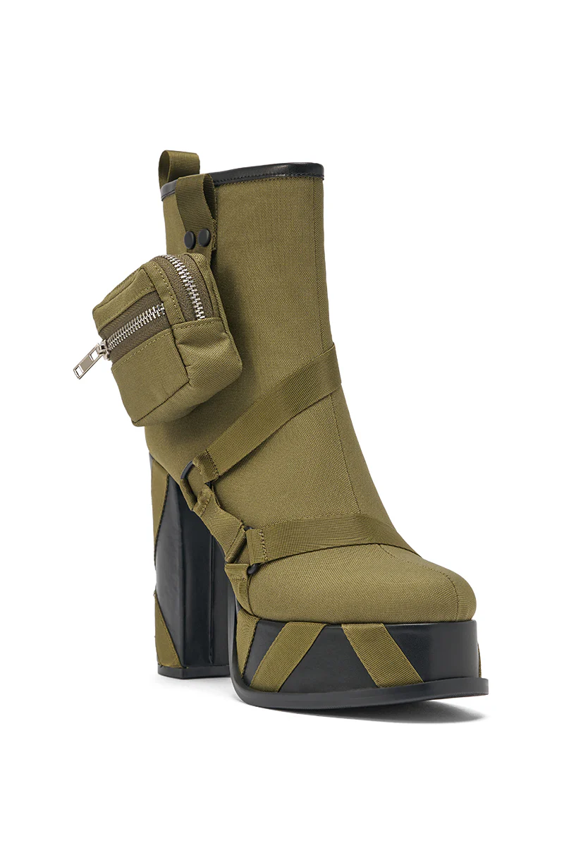 AZALEA WANG MAHOMES OLIVE SPORTY COMBAT BLOCK BOOTIE - Image 5