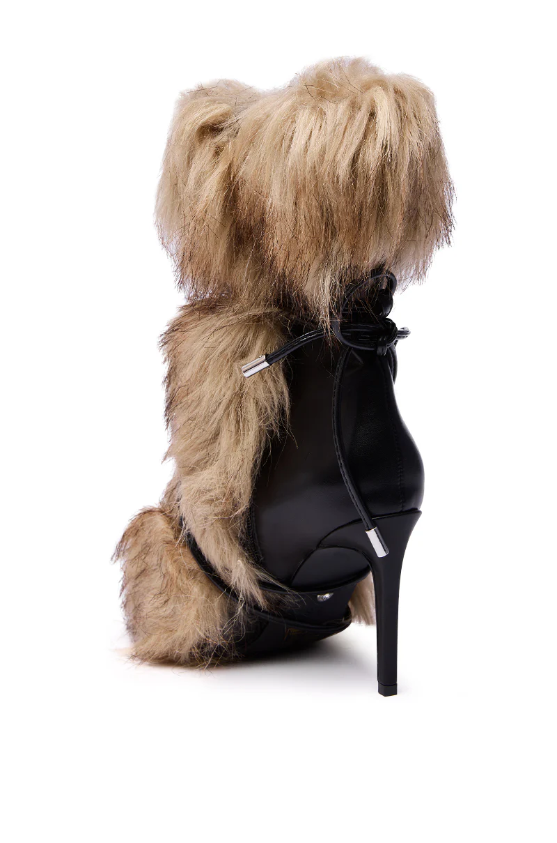 AZALEA WANG MAHTAMA BLACK FUR EMBELLISHED BOOTIE - Image 7