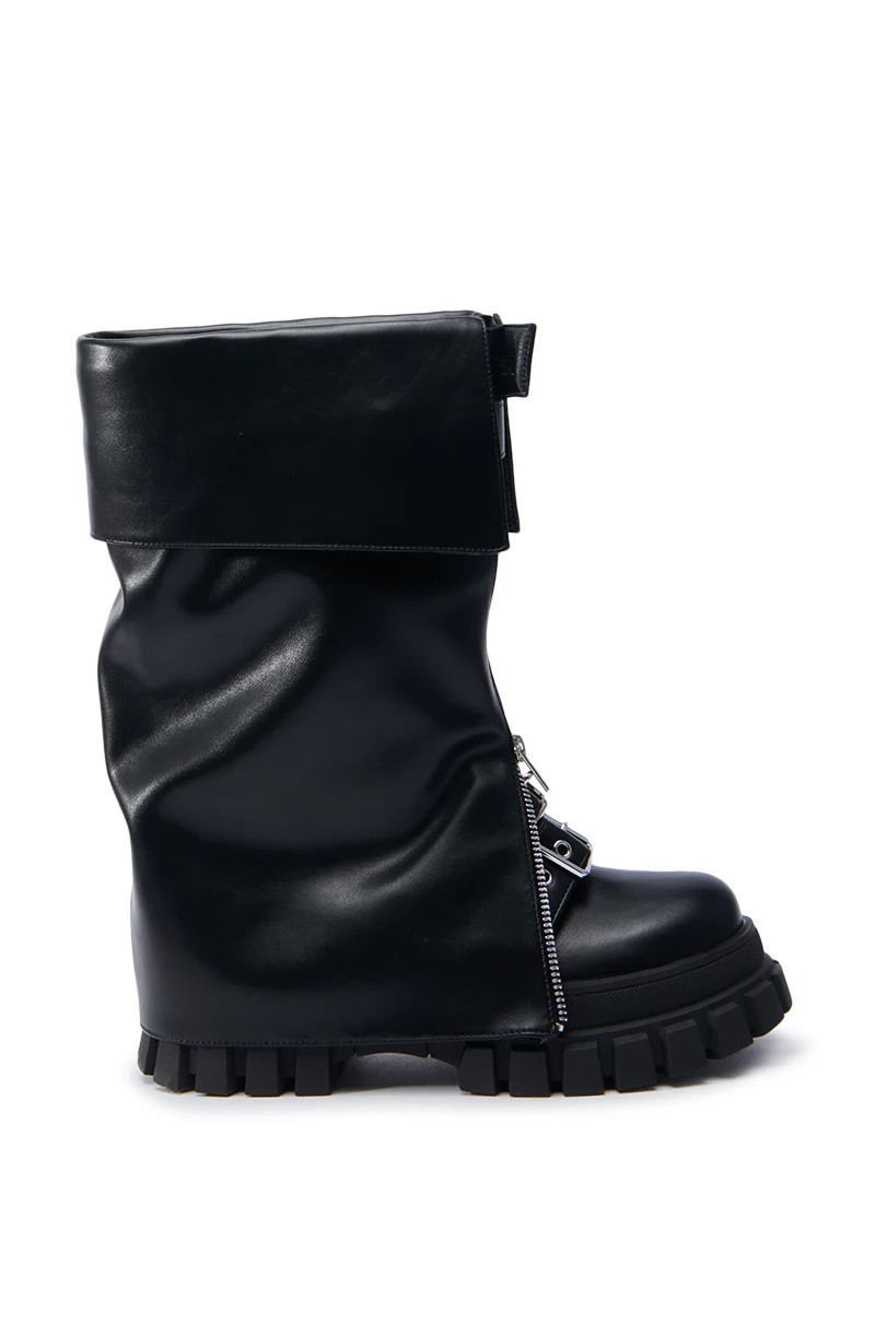 AZALEA WANG MALEKO BLACK CHUNKY BOOT - Image 4