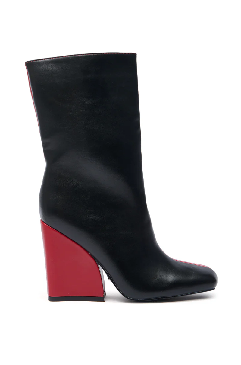 AZALEA WANG MARAMA BLACK RED COLOR BLOCKED CHUNKY BOOTIE - Image 2