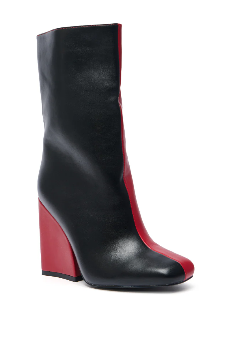AZALEA WANG MARAMA BLACK RED COLOR BLOCKED CHUNKY BOOTIE - Image 3