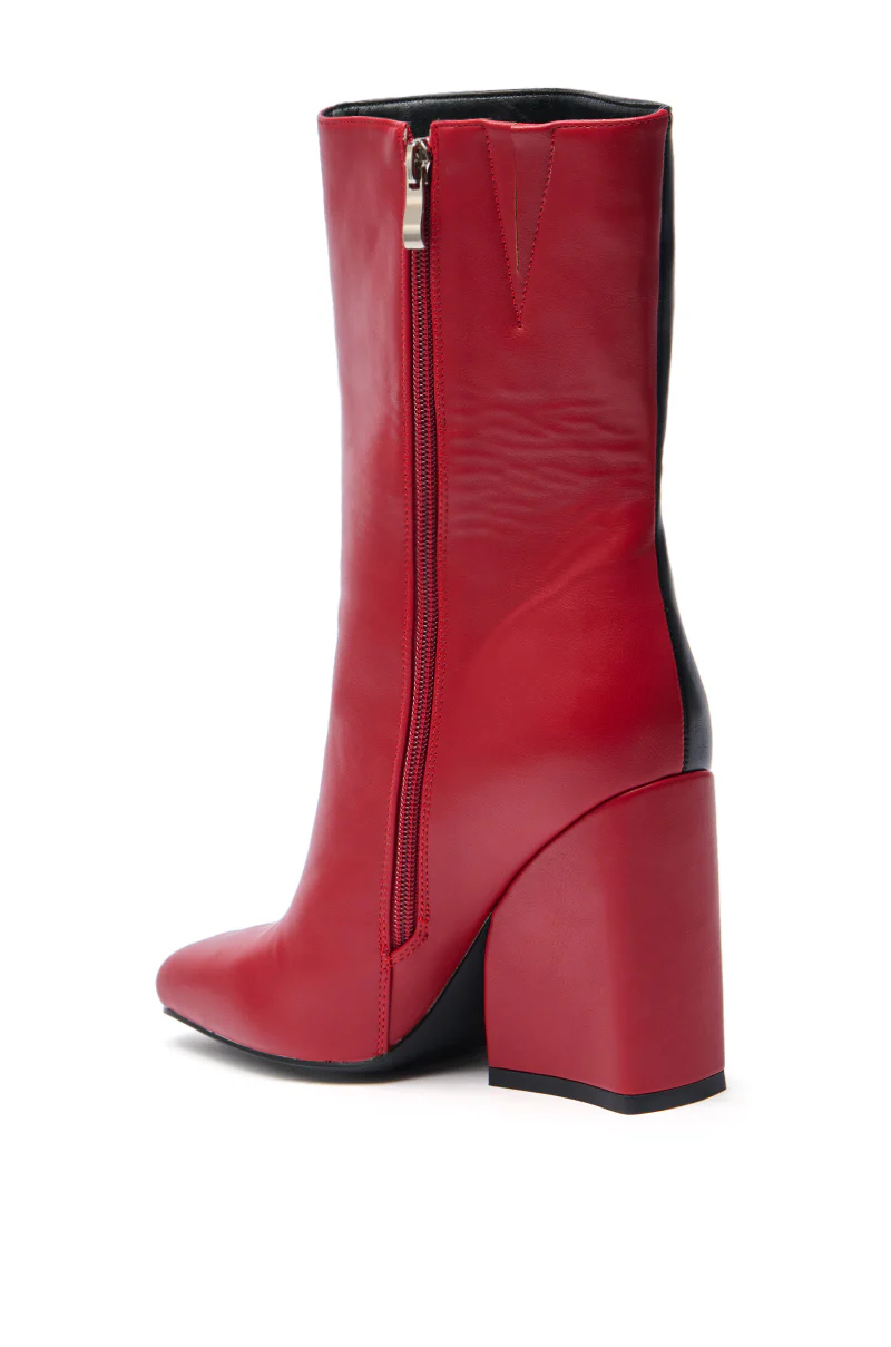 AZALEA WANG MARAMA BLACK RED COLOR BLOCKED CHUNKY BOOTIE - Image 4