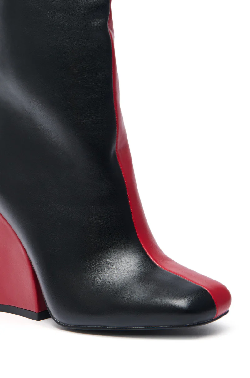 AZALEA WANG MARAMA BLACK RED COLOR BLOCKED CHUNKY BOOTIE - Image 5