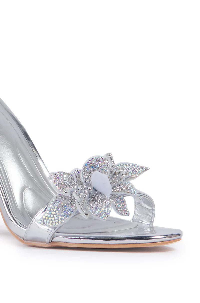 AZALEA WANG MARCELLO SILVER RHINESTONE FLOWER AND ROPE SANDAL - Image 6