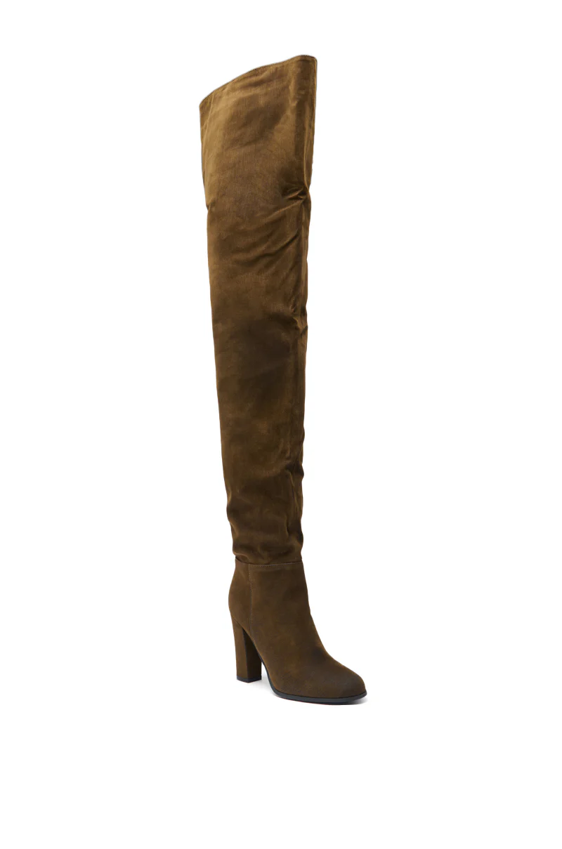 AZALEA WANG NANETTE BROWN FAUX SUEDE ROUND TOE SLOUCHY BOOT - Image 4