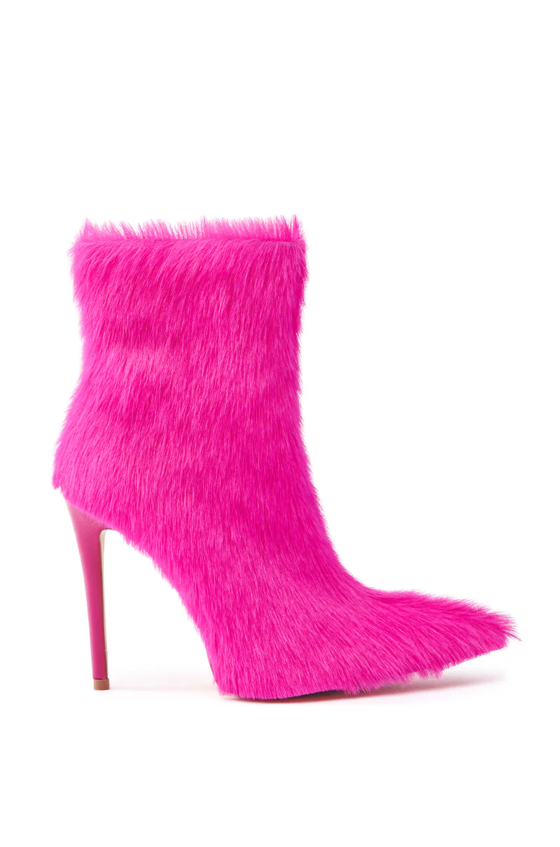 AZALEA WANG MARIELLA FUSHSIA HAIRY STILETTO BOOTIE - Image 3