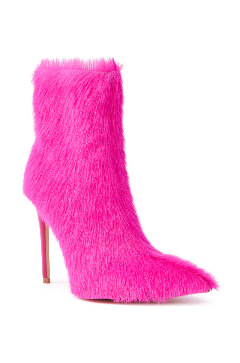 AZALEA WANG MARIELLA FUSHSIA HAIRY STILETTO BOOTIE - Image 4
