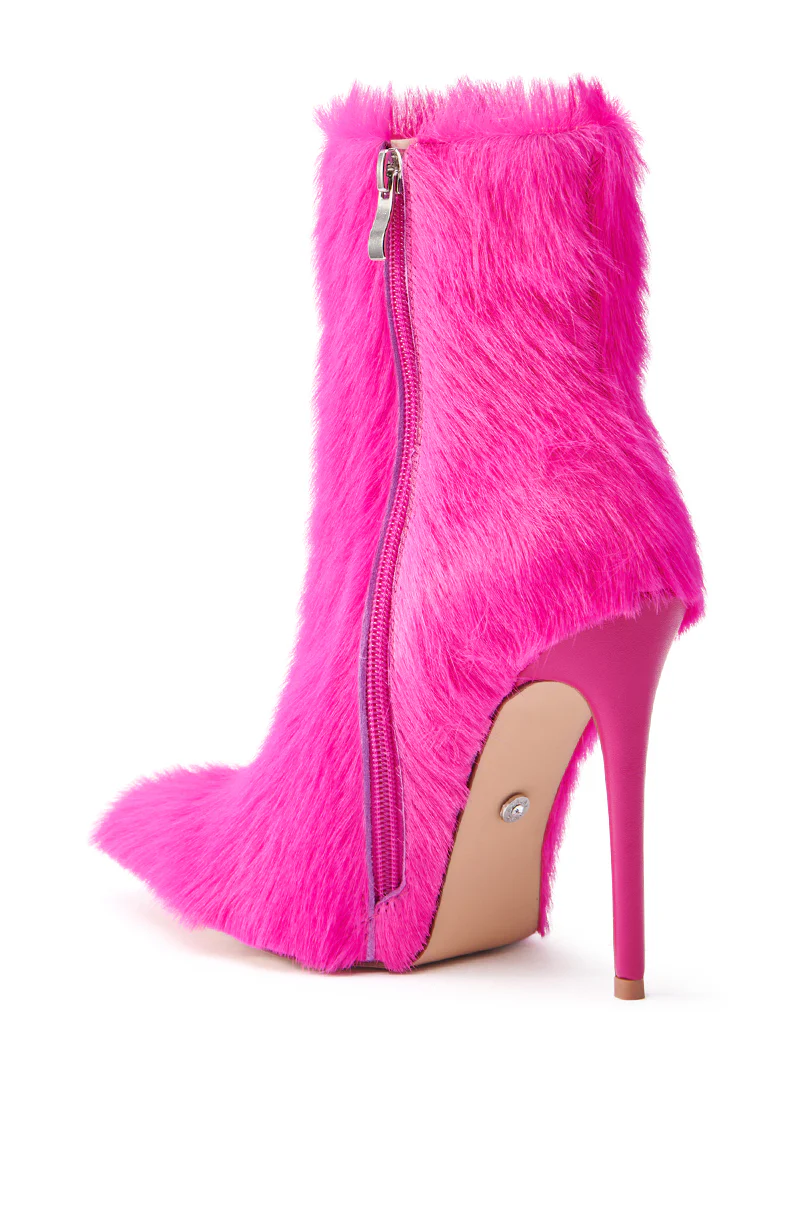 AZALEA WANG MARIELLA FUSHSIA HAIRY STILETTO BOOTIE - Image 5