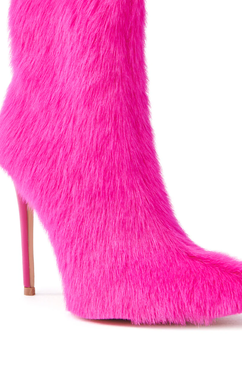 AZALEA WANG MARIELLA FUSHSIA HAIRY STILETTO BOOTIE - Image 6