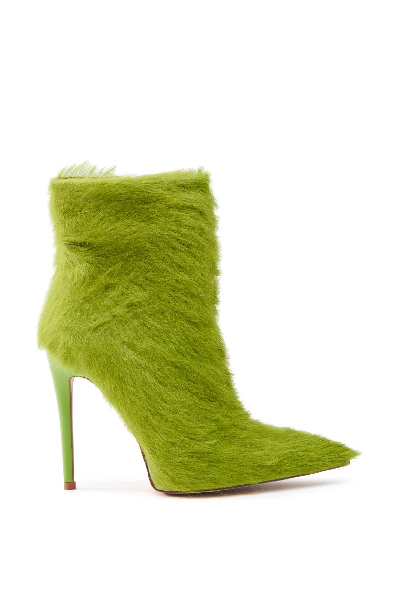 AZALEA WANG MARIELLA GREEN HAIRY STILETTO BOOTIE - Image 4