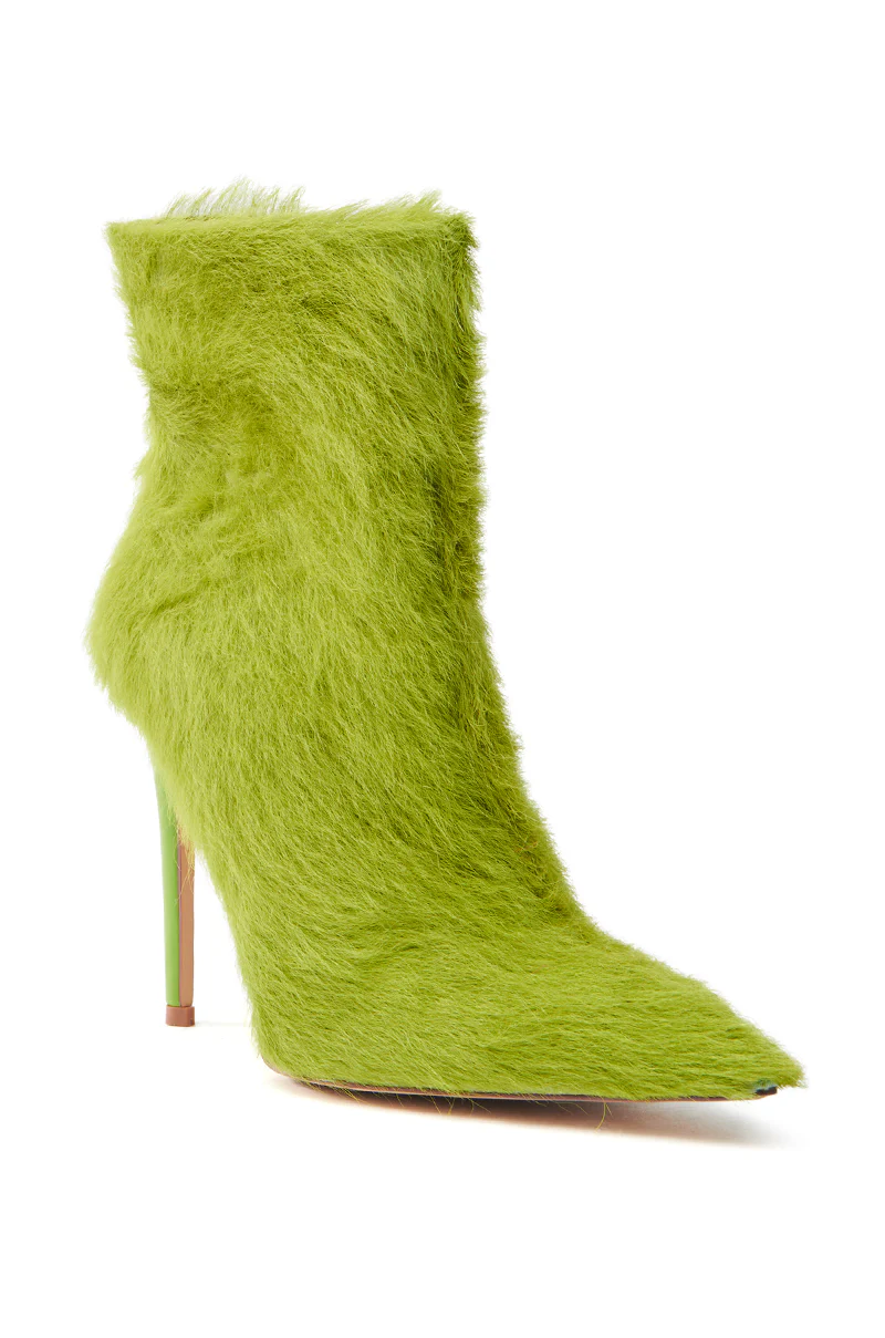 AZALEA WANG MARIELLA GREEN HAIRY STILETTO BOOTIE - Image 5