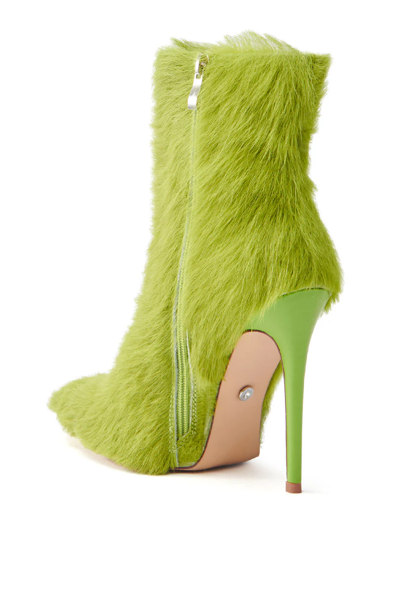 AZALEA WANG MARIELLA GREEN HAIRY STILETTO BOOTIE - Image 6
