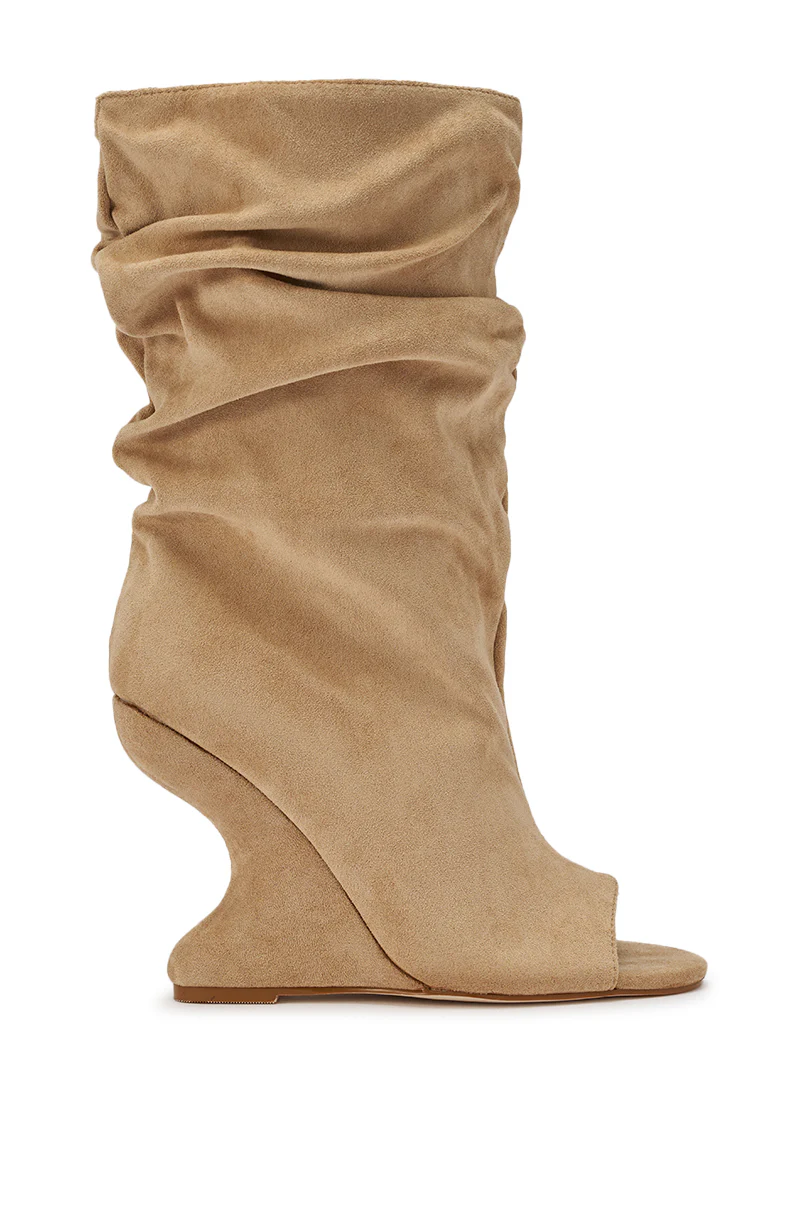 AZALEA WANG MARIN NUDE FAUX SUEDE WEDGE BOOTIE - Image 4