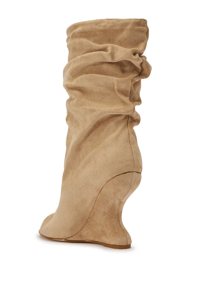 AZALEA WANG MARIN NUDE FAUX SUEDE WEDGE BOOTIE - Image 6
