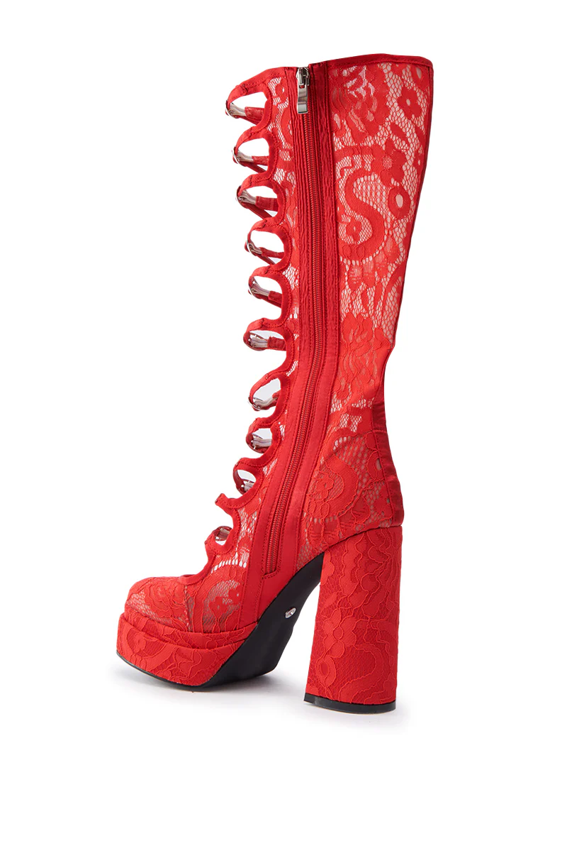 AZALEA WANG MARRIGOLD BOOT IN RED LACE - Image 6
