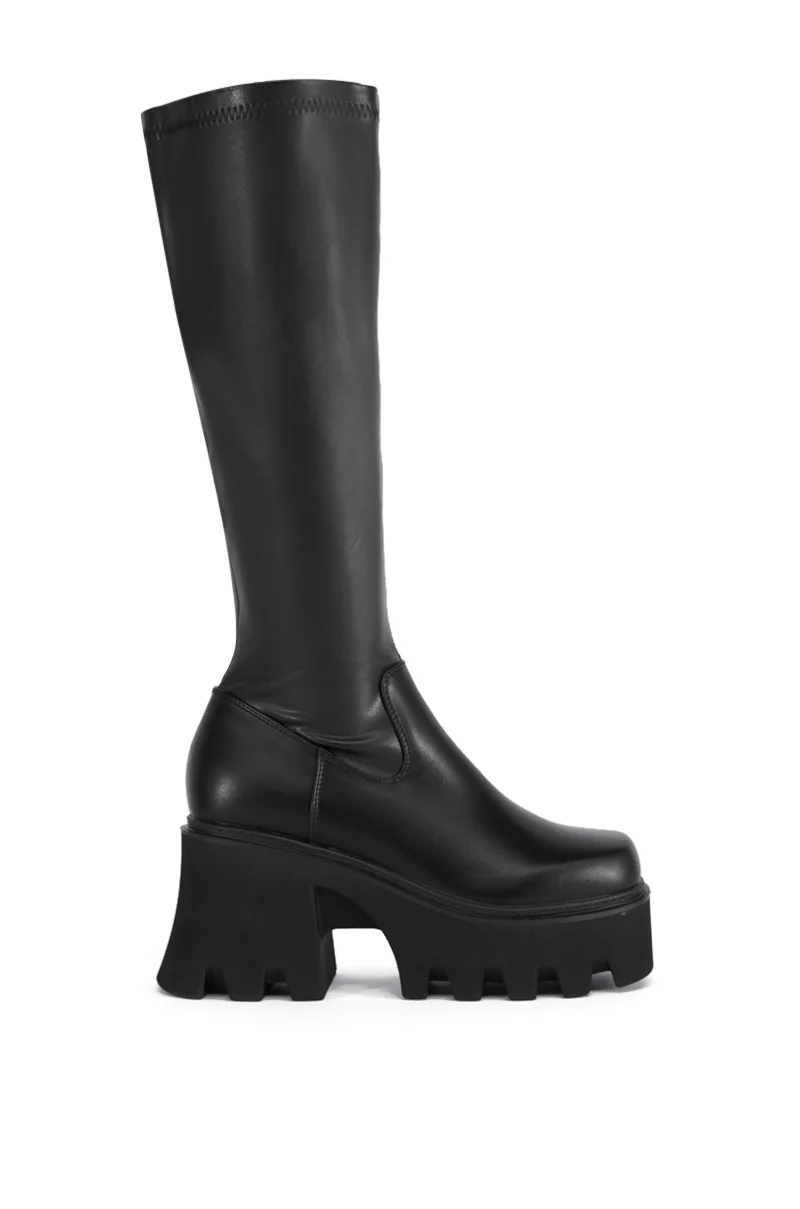 AZALEA WANG MARWA BLACK CHUNKY STRETCH BOOT - Image 6
