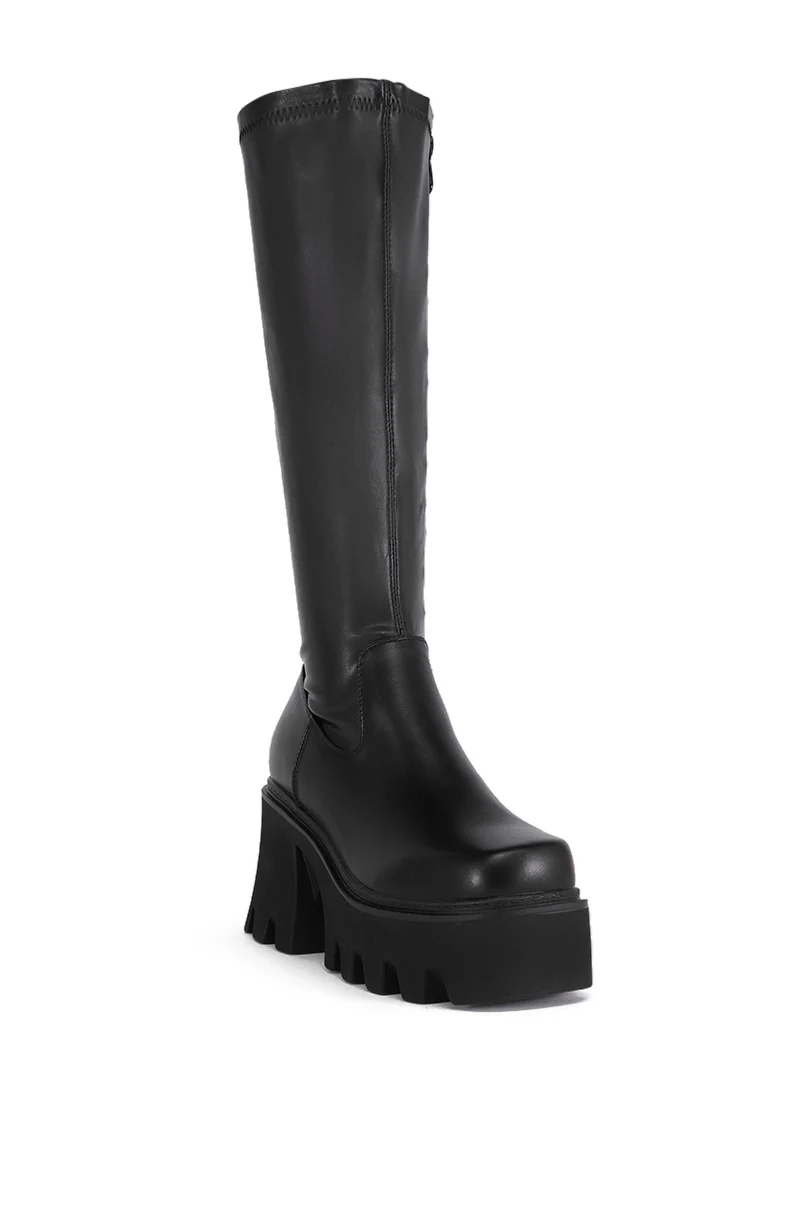 AZALEA WANG MARWA BLACK CHUNKY STRETCH BOOT - Image 7