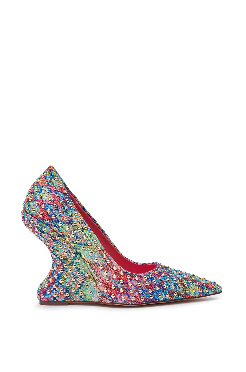 AZALEA WANG MAYUR MULTI WEDGE PUMP WITH STUD DETAIL - Image 4