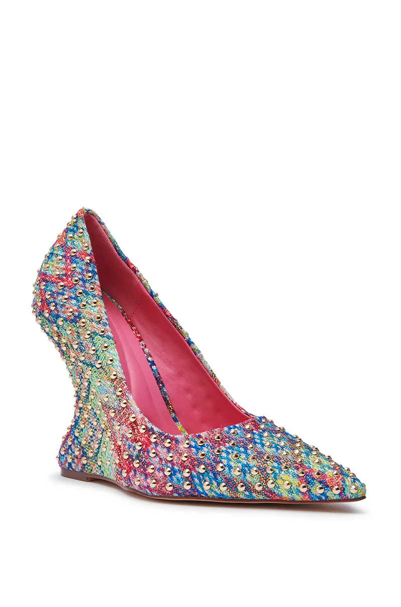 AZALEA WANG MAYUR MULTI WEDGE PUMP WITH STUD DETAIL - Image 5
