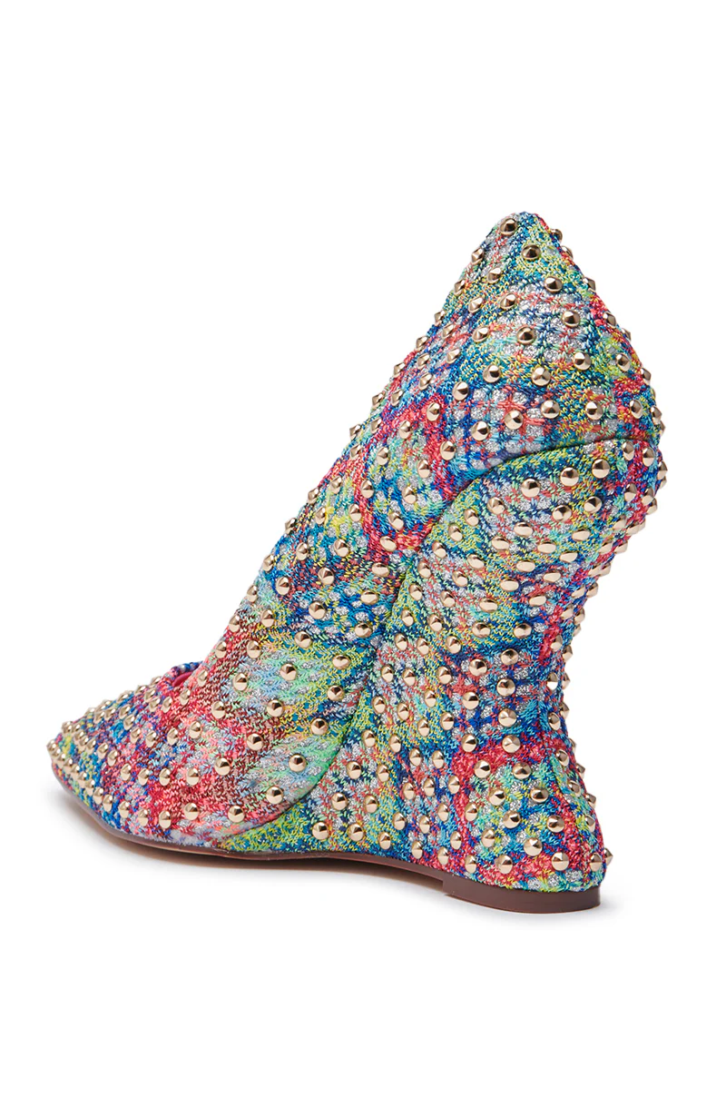AZALEA WANG MAYUR MULTI WEDGE PUMP WITH STUD DETAIL - Image 6