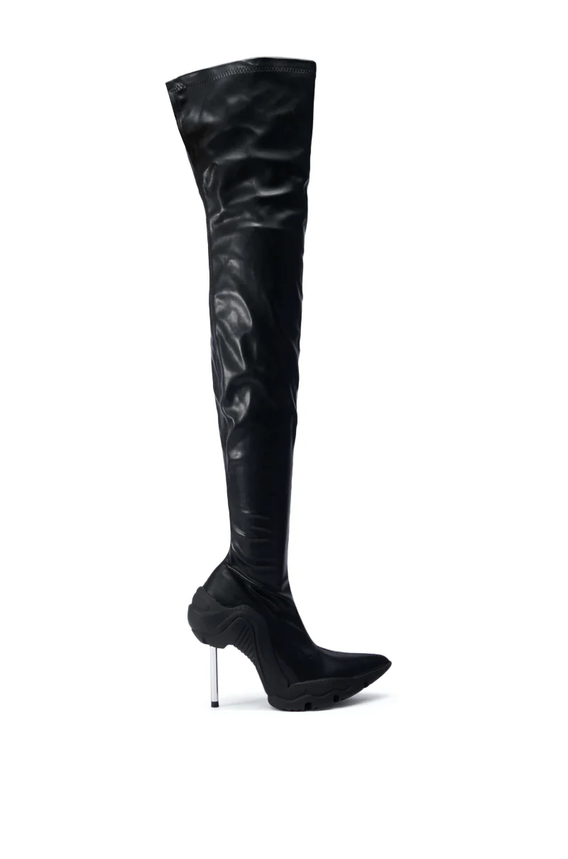 AZALEA WANG MCARTNEY STRETCH BLACK STILETTO BOOT - Image 5