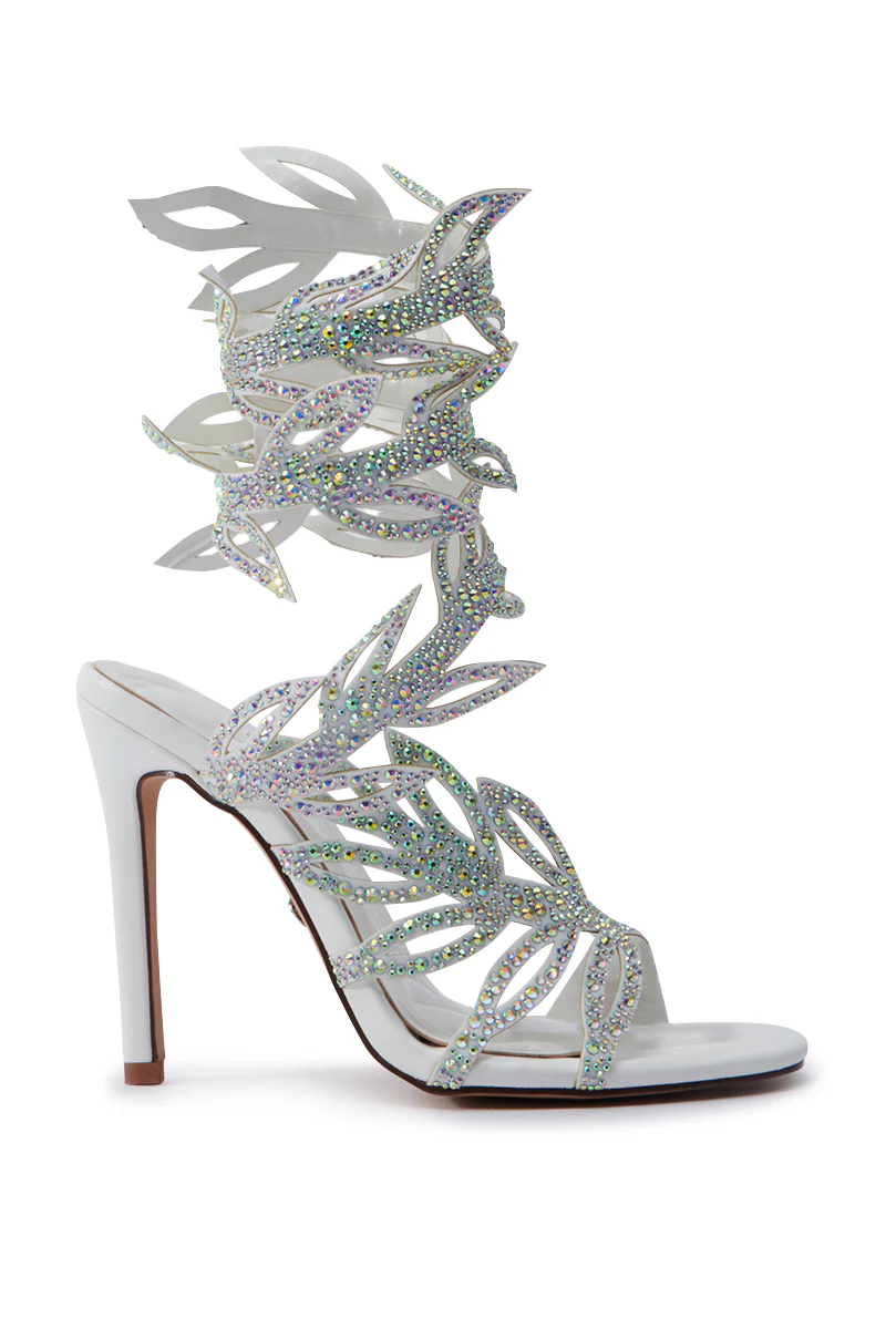 AZALEA WANG MEIER WHITE EMBELLISHED STILETTO SANDAL - Image 4