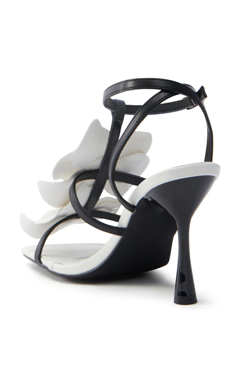 AZALEA WANG MERCI BLACK AND WHITE FLORAL STILETTO SANDAL - Image 6