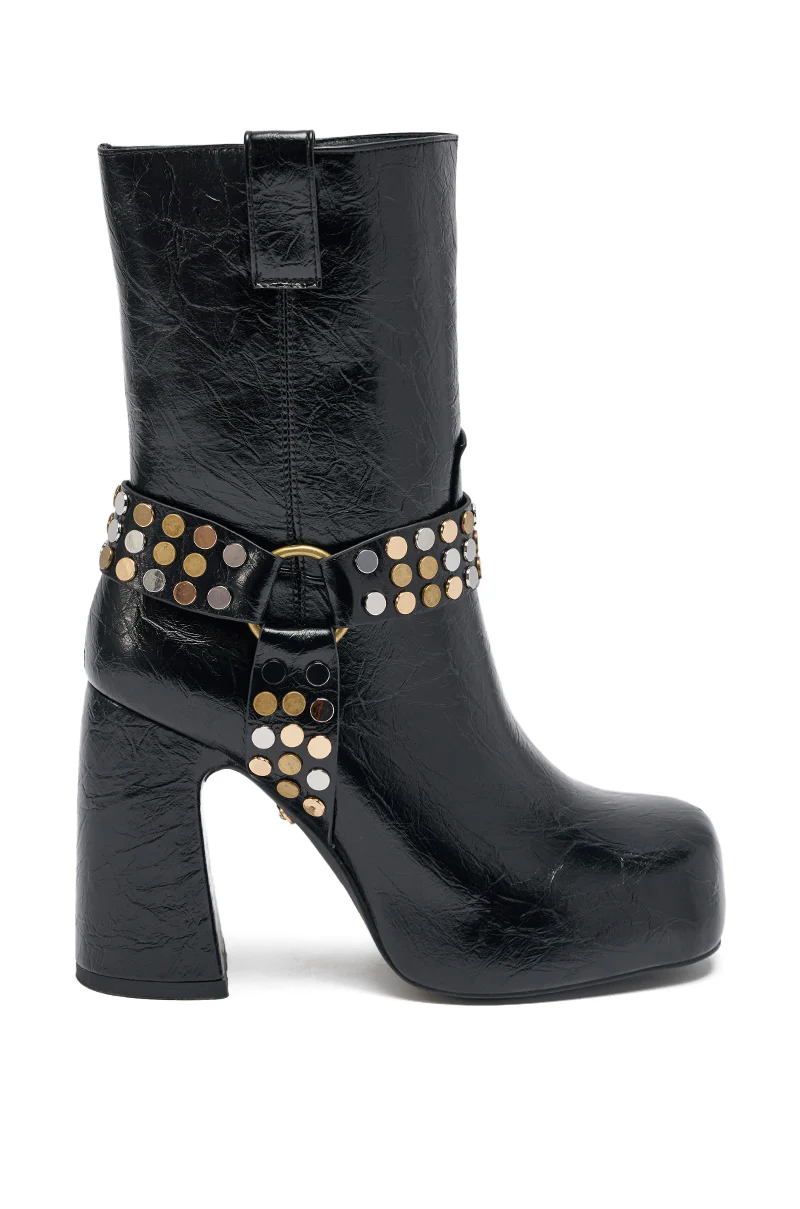 AZALEA WANG MID CALF PU LEATHER CHUNKY BOOTIE - Image 4