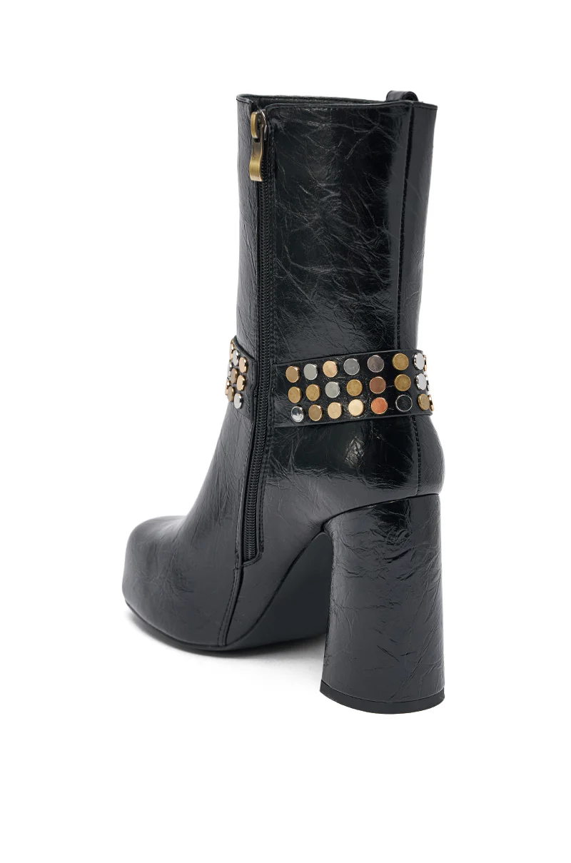 AZALEA WANG MID CALF PU LEATHER CHUNKY BOOTIE - Image 6
