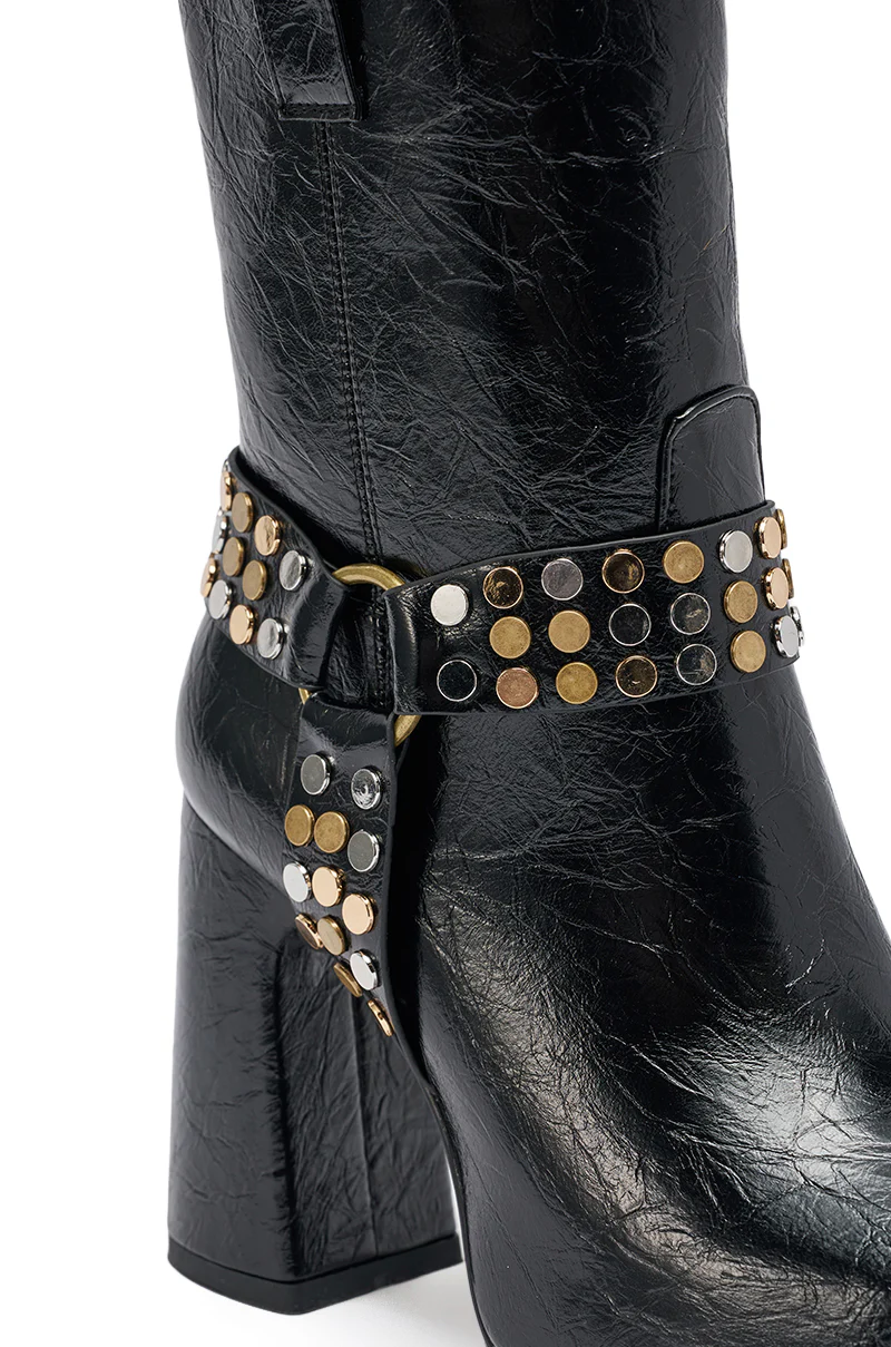 AZALEA WANG MID CALF PU LEATHER CHUNKY BOOTIE - Image 7