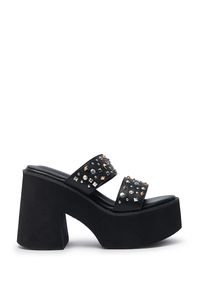 AZALEA WANG MIKAEL BLACK CHUNKY SLIP ON SANDAL - Image 3