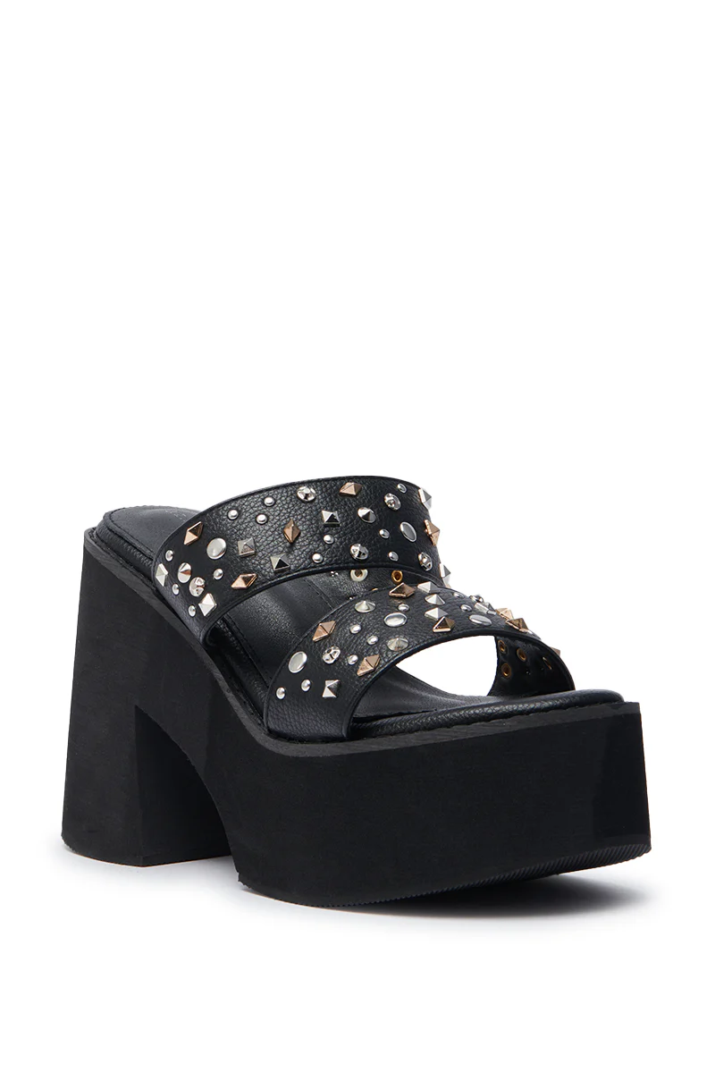 AZALEA WANG MIKAEL BLACK CHUNKY SLIP ON SANDAL - Image 4