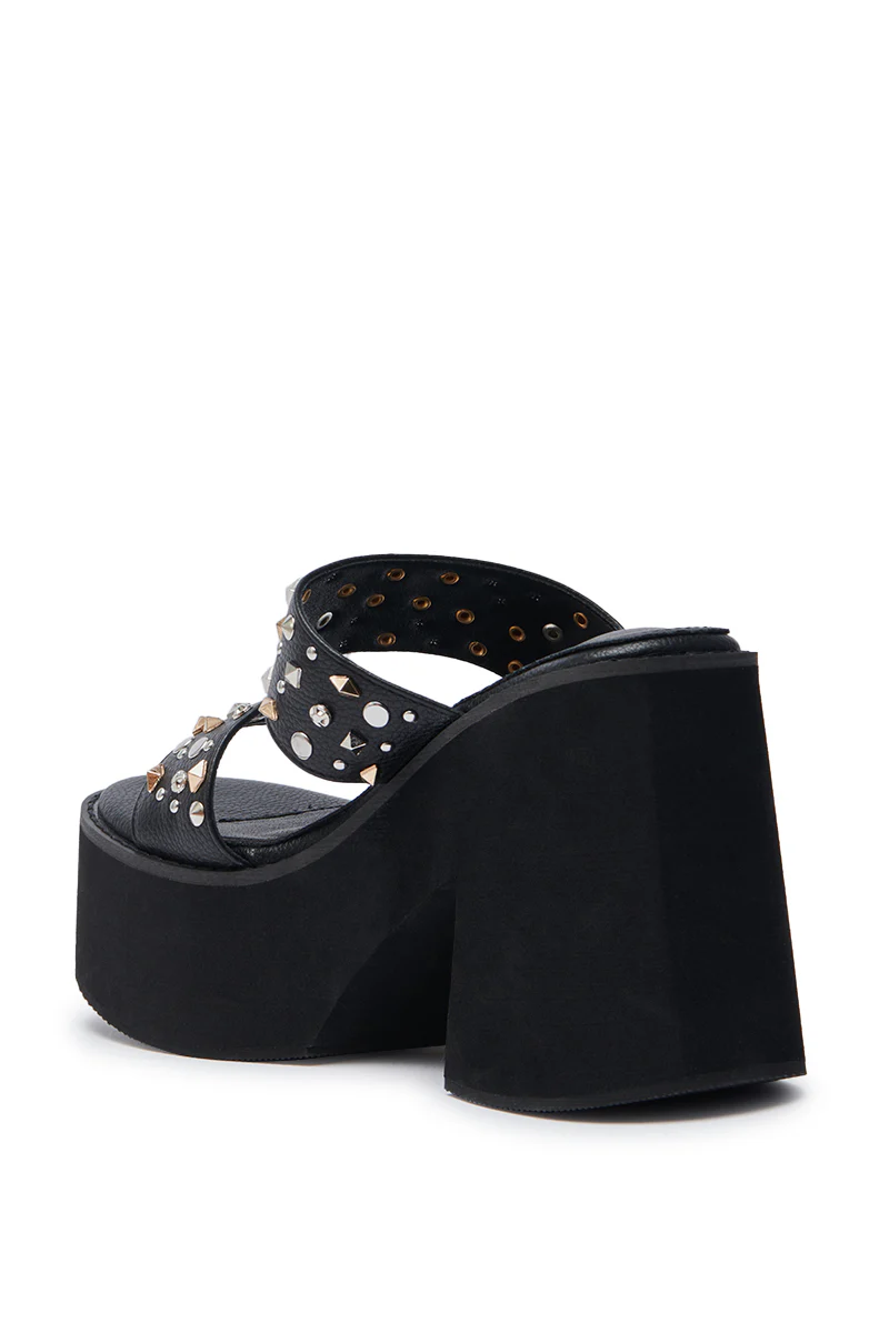 AZALEA WANG MIKAEL BLACK CHUNKY SLIP ON SANDAL - Image 5