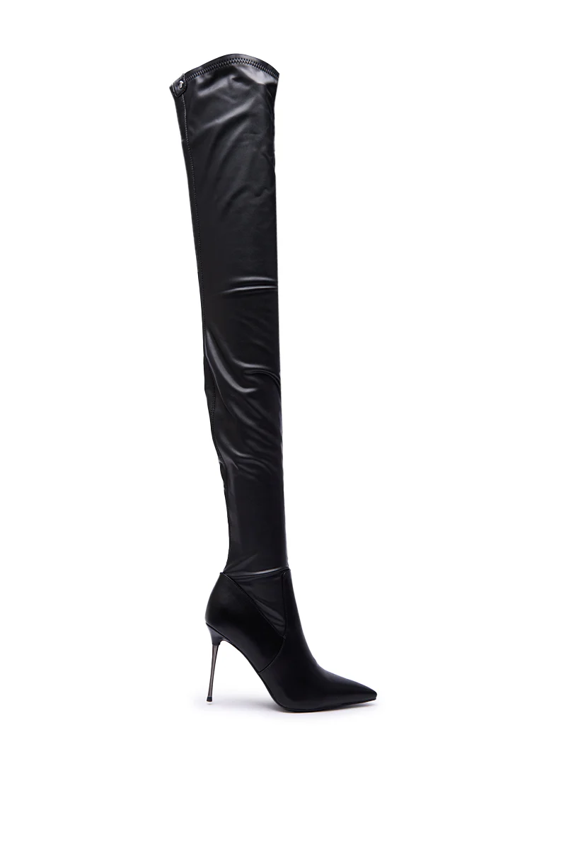 AZALEA WANG MILANDRA BLACK THIGH HIGH SEXY BOOT - Image 6