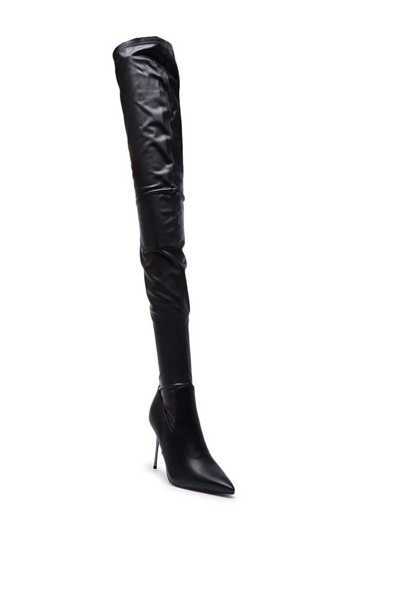 AZALEA WANG MILANDRA BLACK THIGH HIGH SEXY BOOT - Image 7