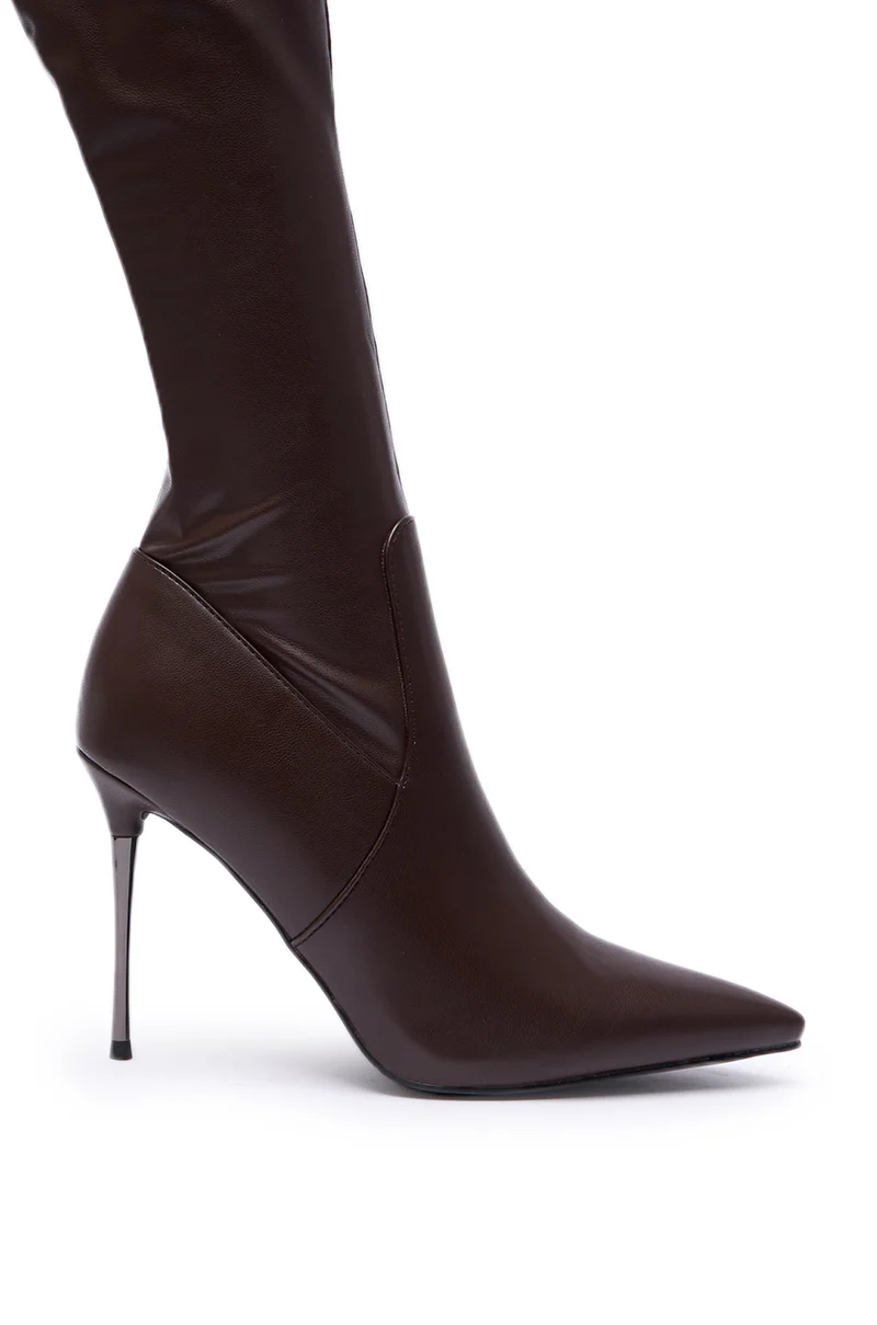 AZALEA WANG MILANDRA CHOCOLATE THIGH HIGH SEXY BOOT - Image 7