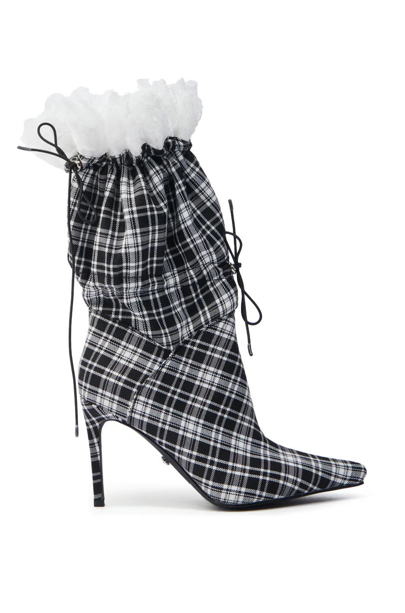 AZALEA WANG MILDRED BLACK AND WHITE PLAID BOOTIE - Image 4