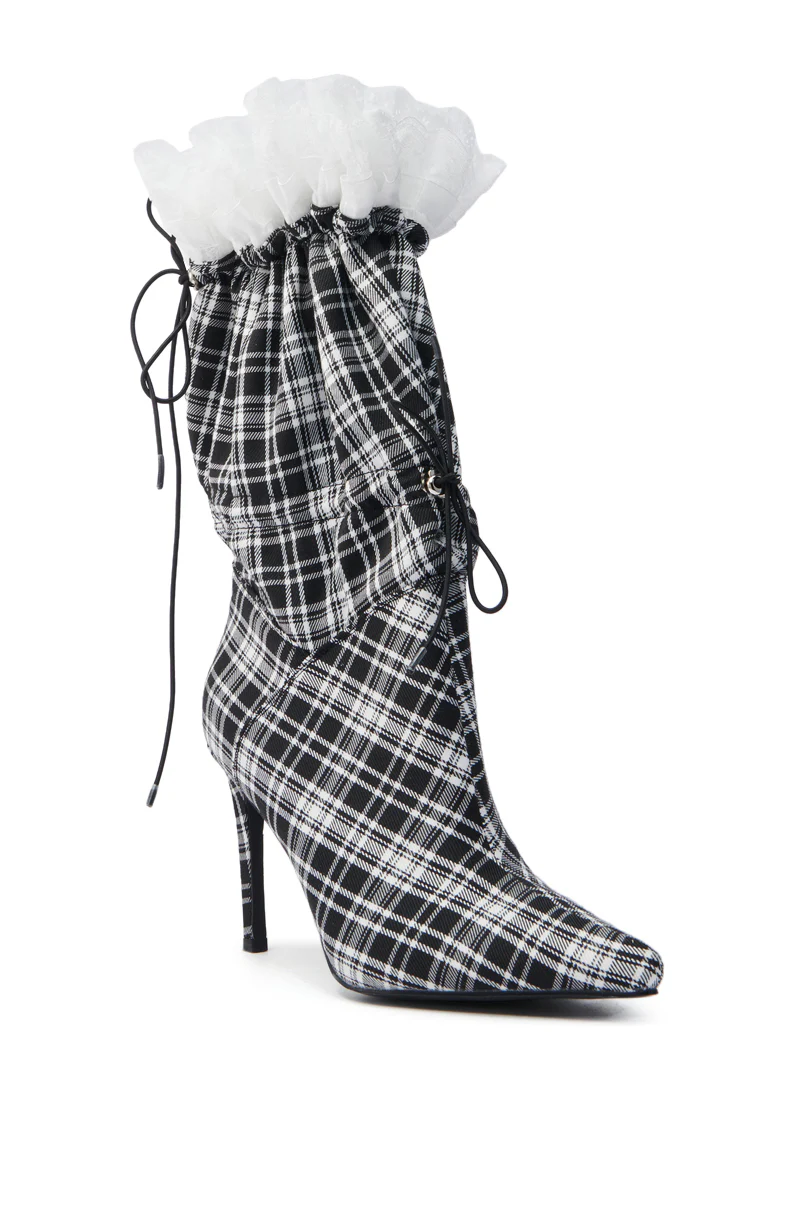 AZALEA WANG MILDRED BLACK AND WHITE PLAID BOOTIE - Image 5