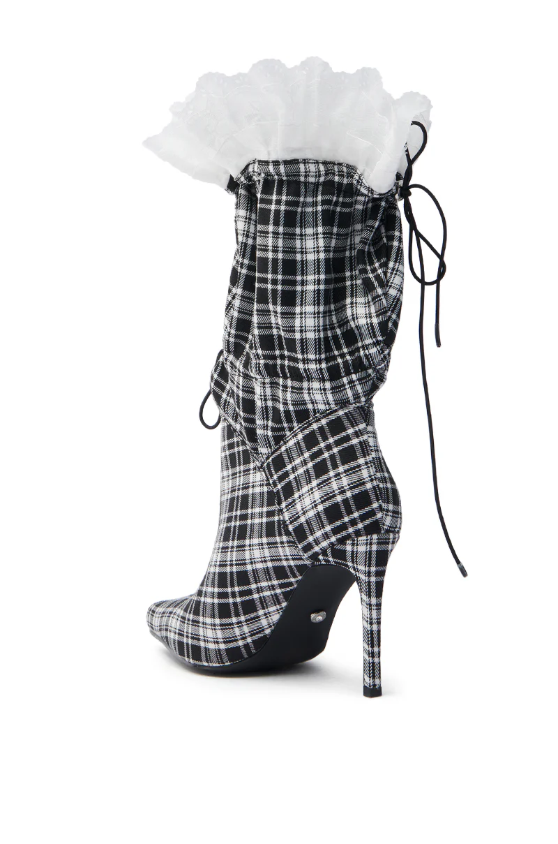 AZALEA WANG MILDRED BLACK AND WHITE PLAID BOOTIE - Image 6