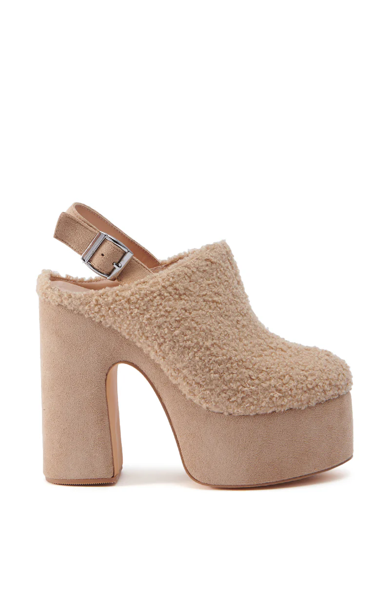AZALEA WANG MIRROY TAN SHERPA SLING BACK PUMP - Image 3