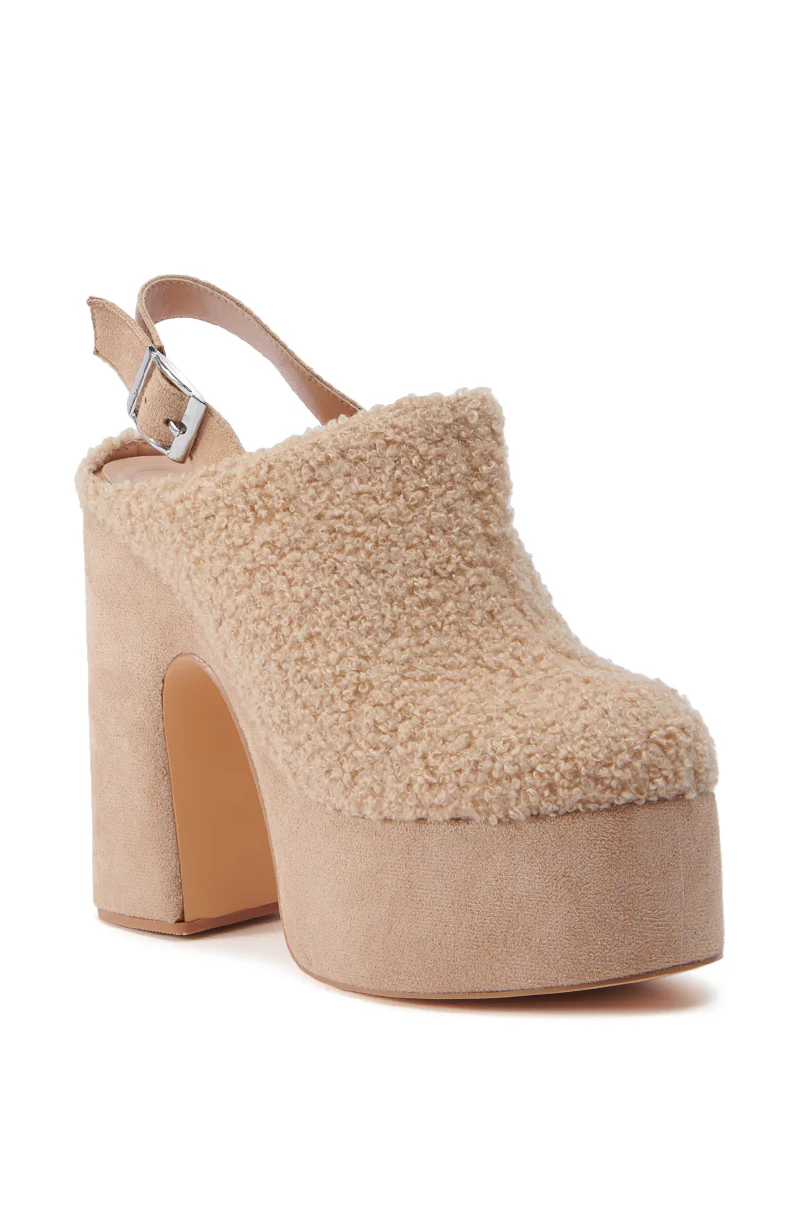 AZALEA WANG MIRROY TAN SHERPA SLING BACK PUMP - Image 4