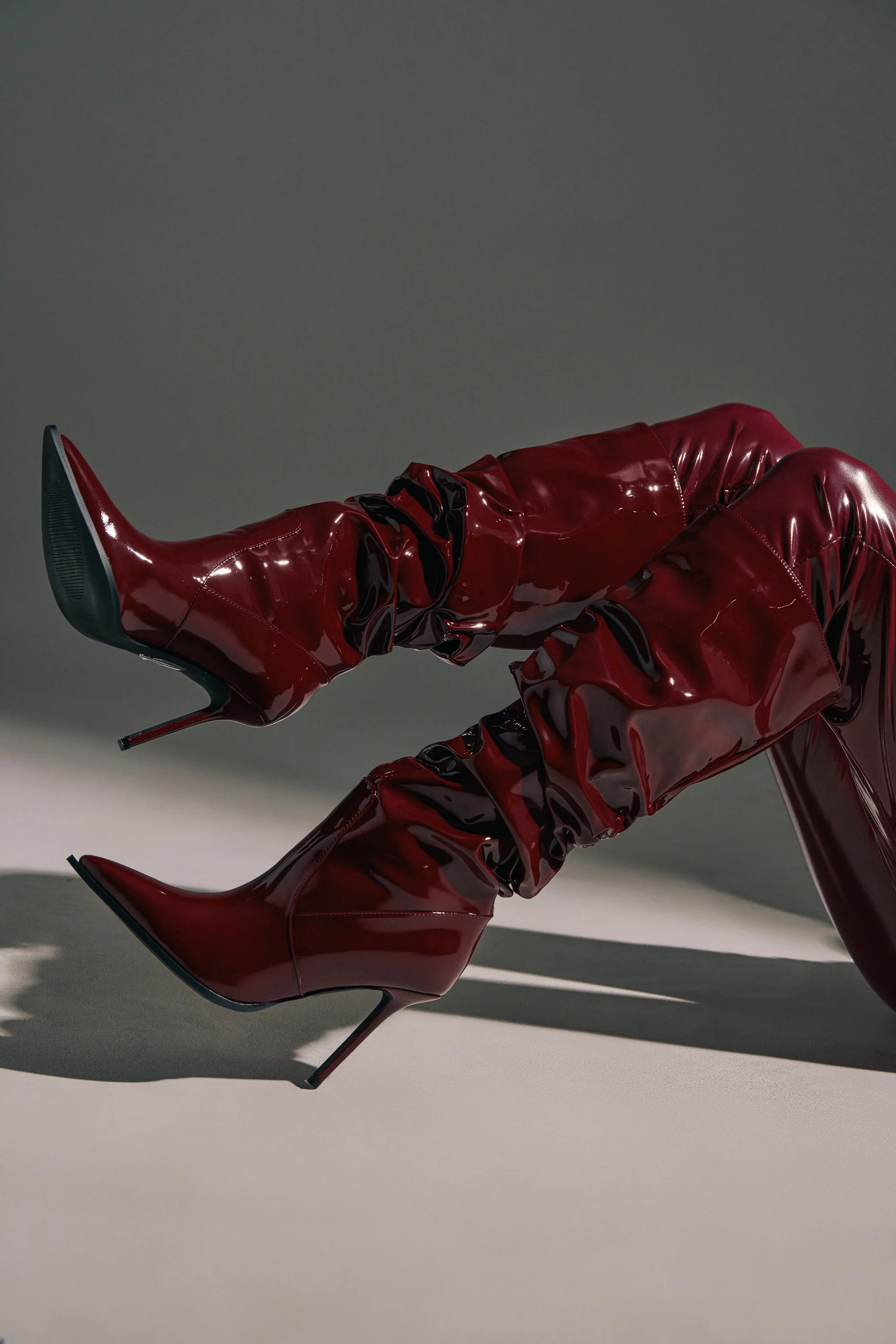 AZALEA WANG MITICA BURGUNDY PATENT SLOUCH BOOT - Image 3