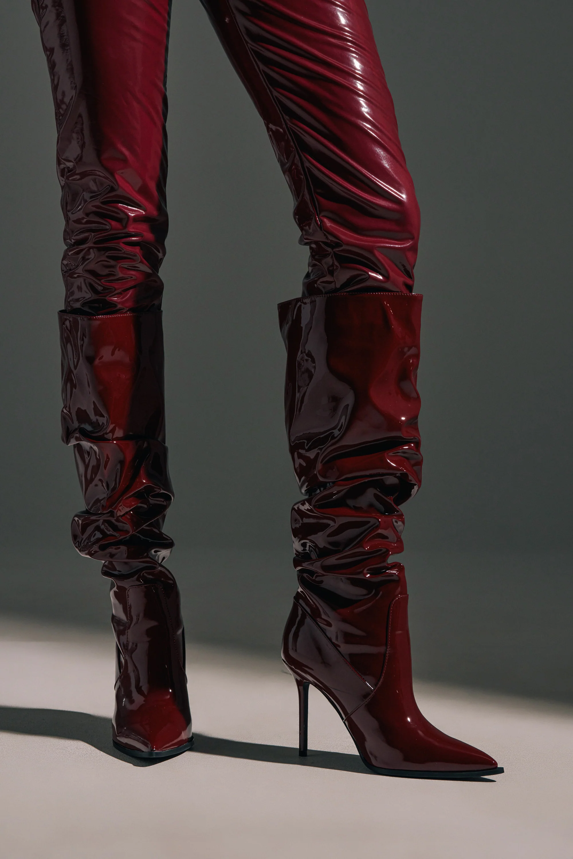 AZALEA WANG MITICA BURGUNDY PATENT SLOUCH BOOT - Image 4