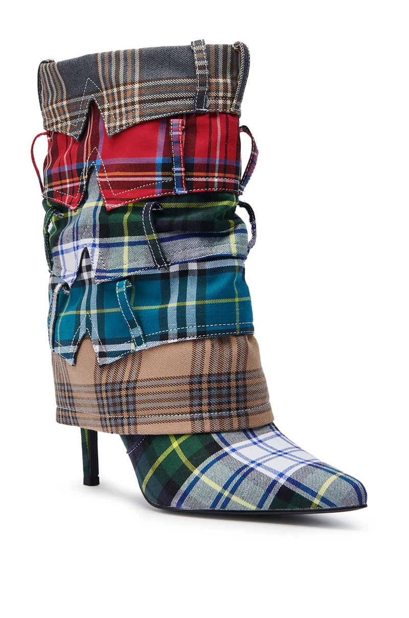 AZALEA WANG MOORE GREEN MULTI SHIRT DETAIL BOOTIE - Image 5