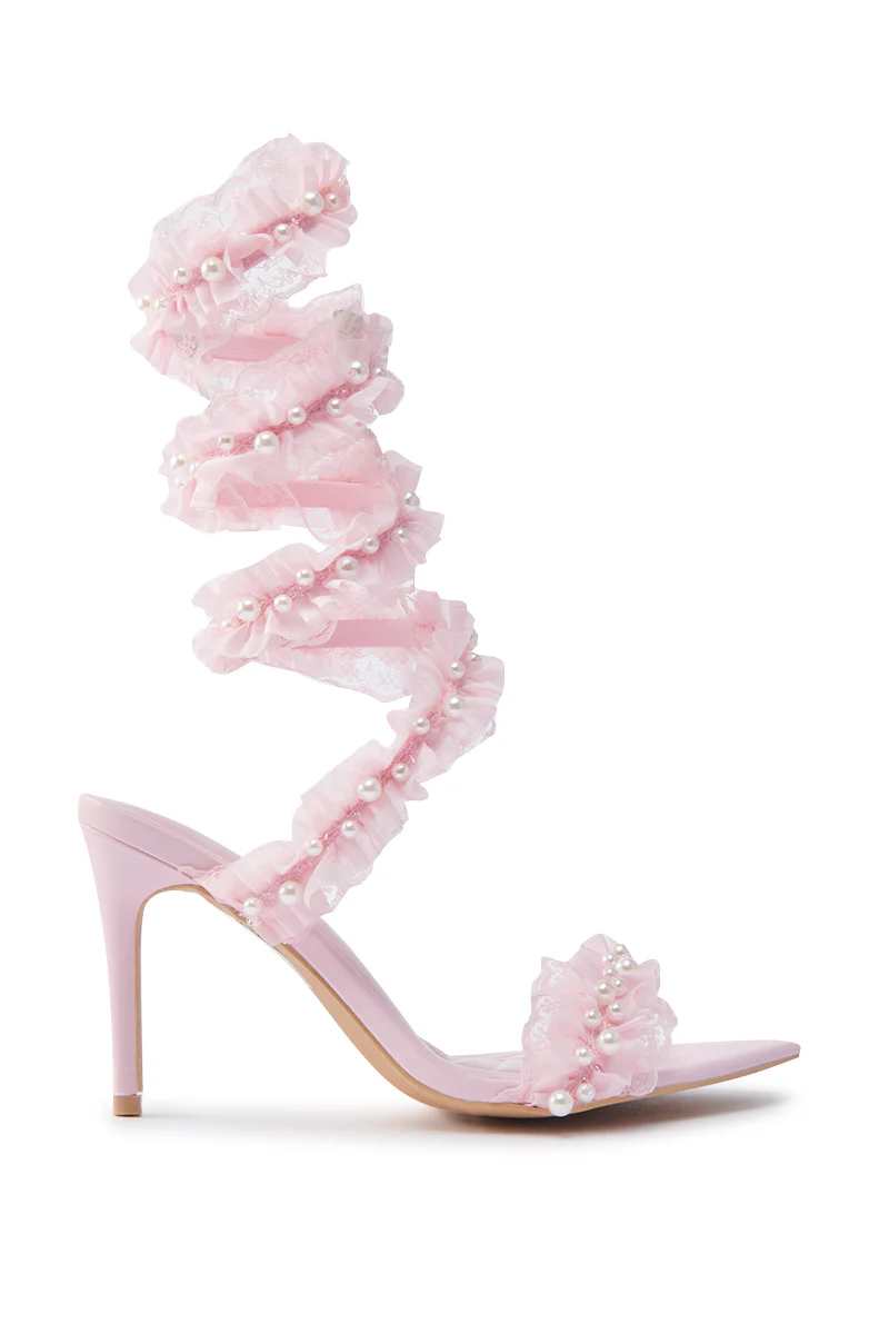 AZALEA WANG MORINE PINK WITH PEARLS SPIRAL STILETTO SANDAL - Image 4